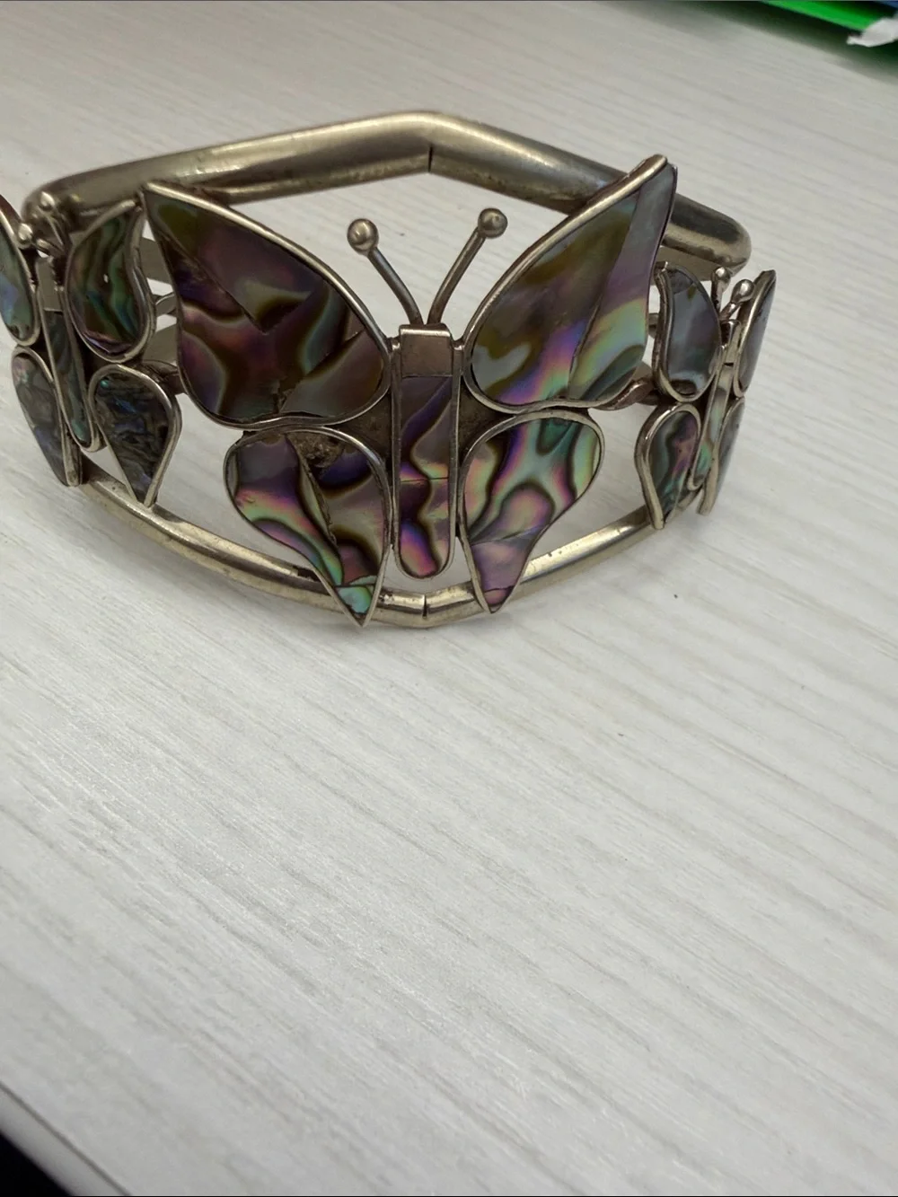 Abalone Butterfly Statement Cuff Bracelet - Iridescent